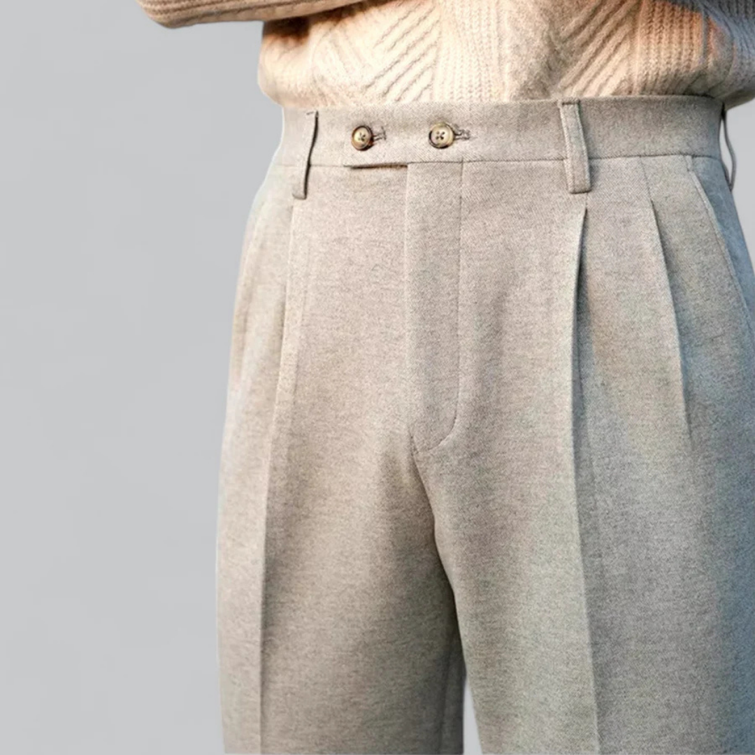 Pantalón formal hombre alta cintura con pliegues elegante