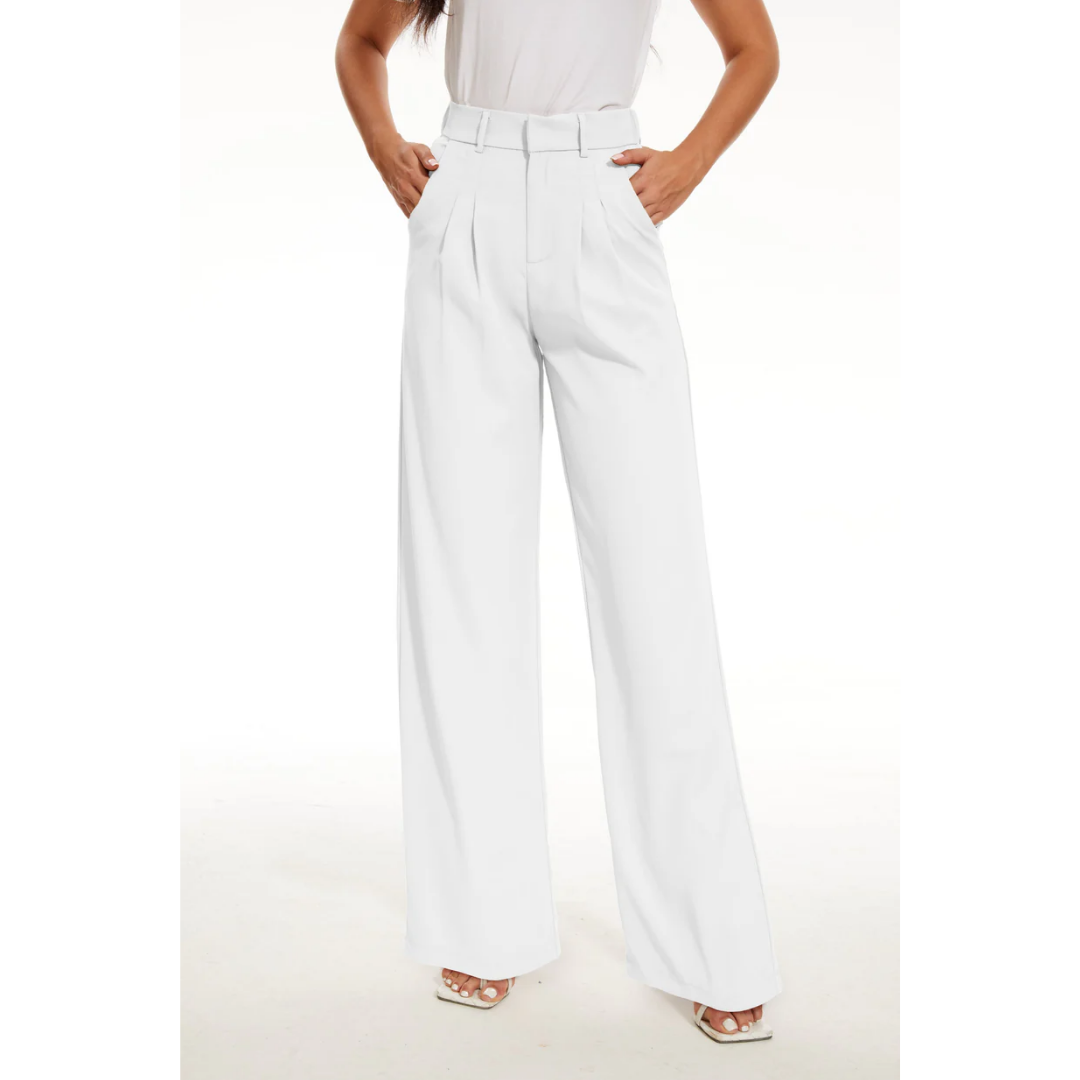 Pantalón Casual Dama – Pantalón de Cintura Alta y Pierna Ancha