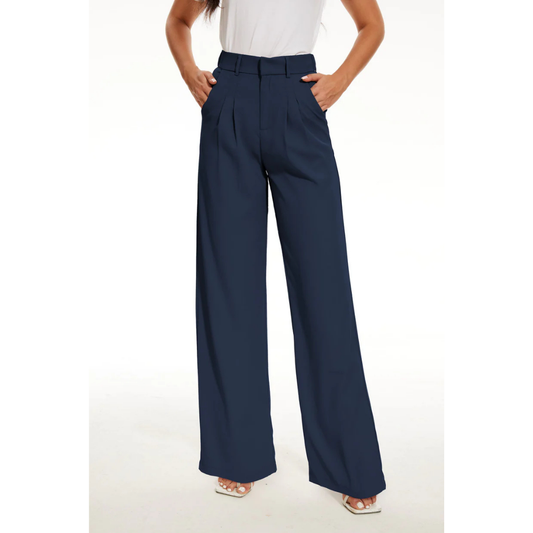 Pantalón Casual Dama – Pantalón de Cintura Alta y Pierna Ancha