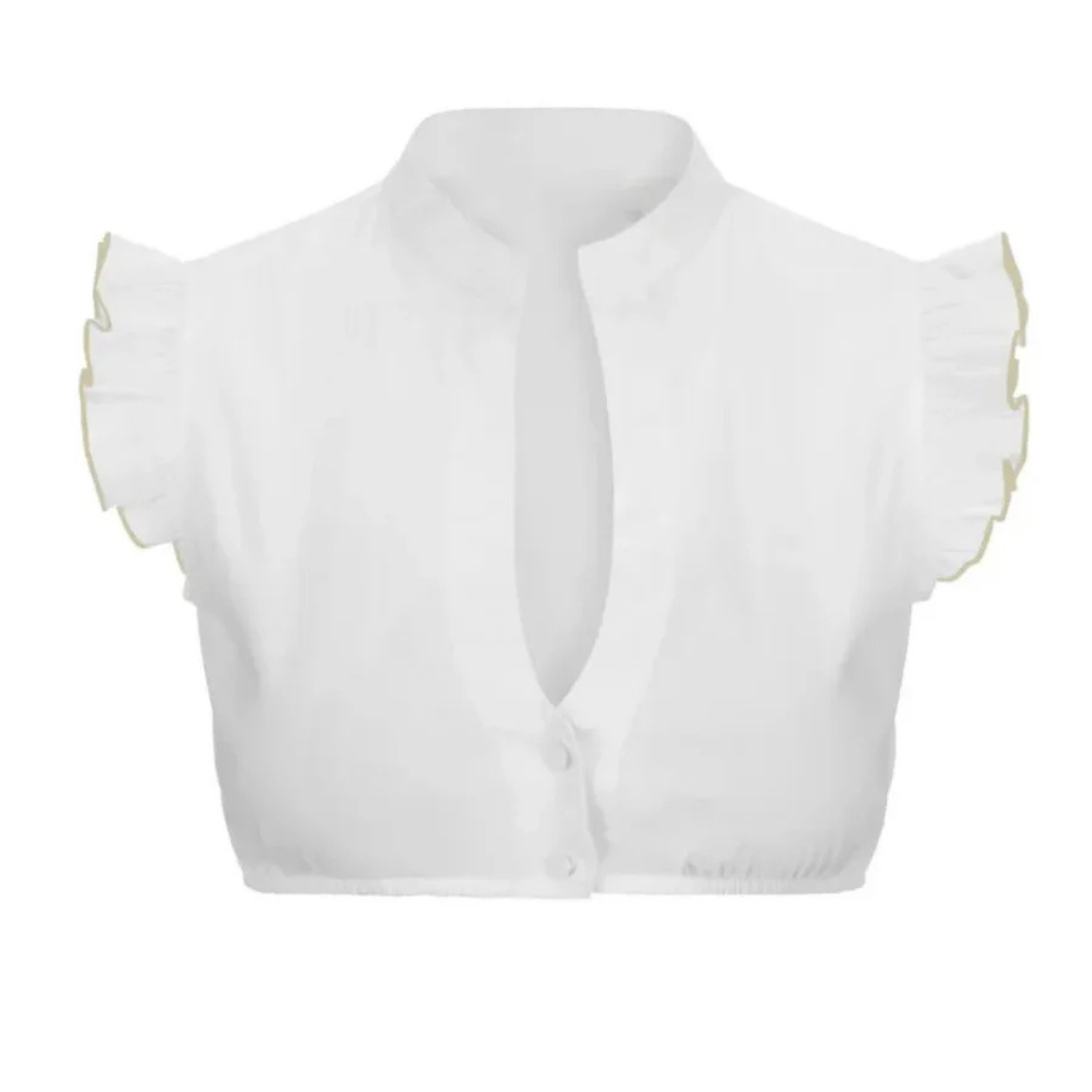 Blusa de manga corta dama – Blusa con volantes elegante y tradicional