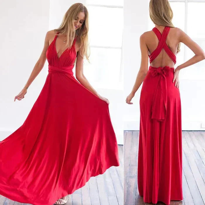 Vestido cruzado mujer – Vestido elegante con cintura elástica para ocasiones especiales