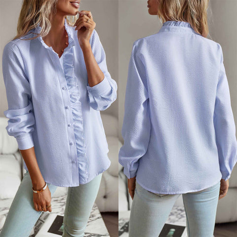 Camisa azul mujer – Blusa con estampado floral elegante y fresca