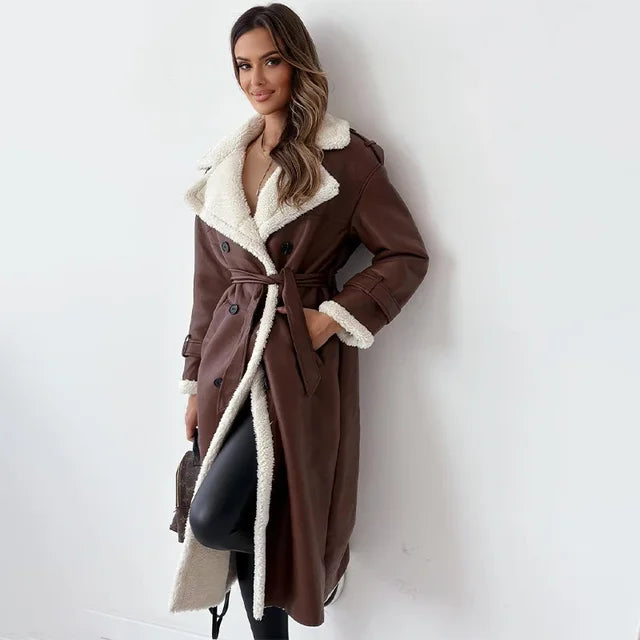 Abrigo largo invierno mujer – Abrigo elegante con botones y diseño moderno