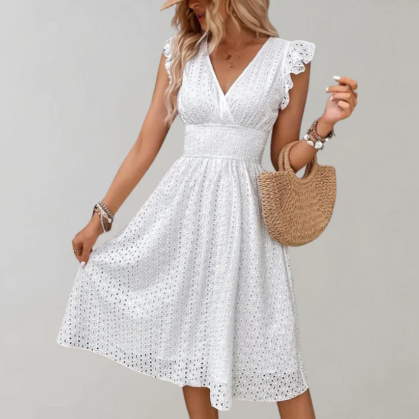 Vestido midi elegante mujer – Ideal para verano, estilo formal y diseño chic