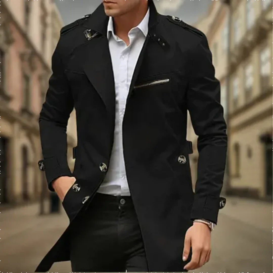 Abrigo impermeable hombre – Trench elegante con doble botonadura