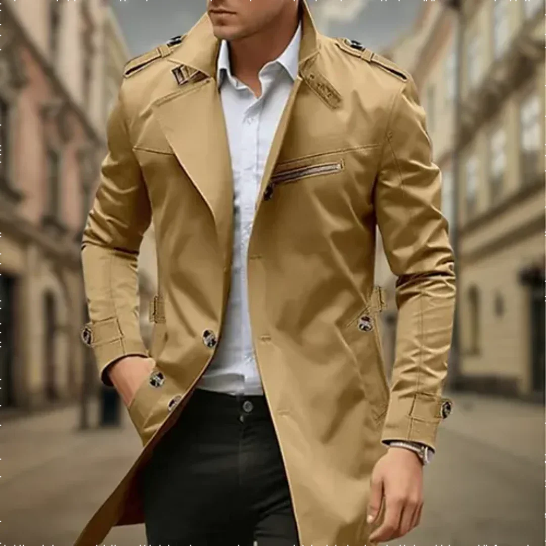 Abrigo impermeable hombre – Trench elegante con doble botonadura