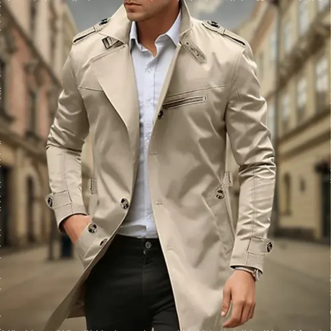 Abrigo impermeable hombre – Trench elegante con doble botonadura