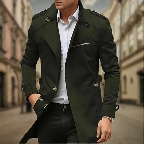 Abrigo impermeable hombre – Trench elegante con doble botonadura