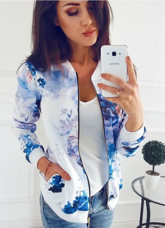 Chaqueta de transición mujer – Chaqueta floral ligera y elegante para primavera