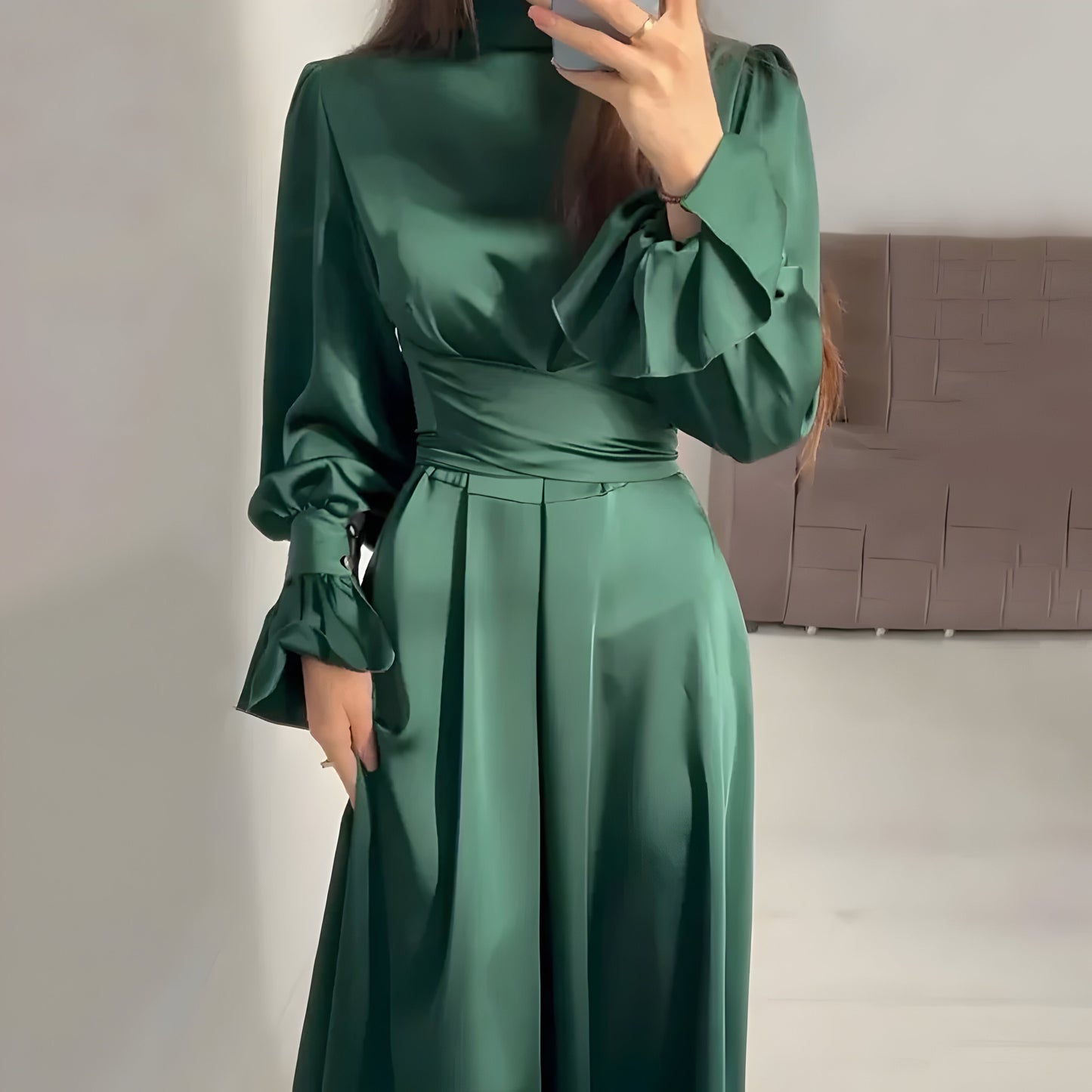 Vestido elegante mujer – Vestido chic con cinturón para ocasiones especiales