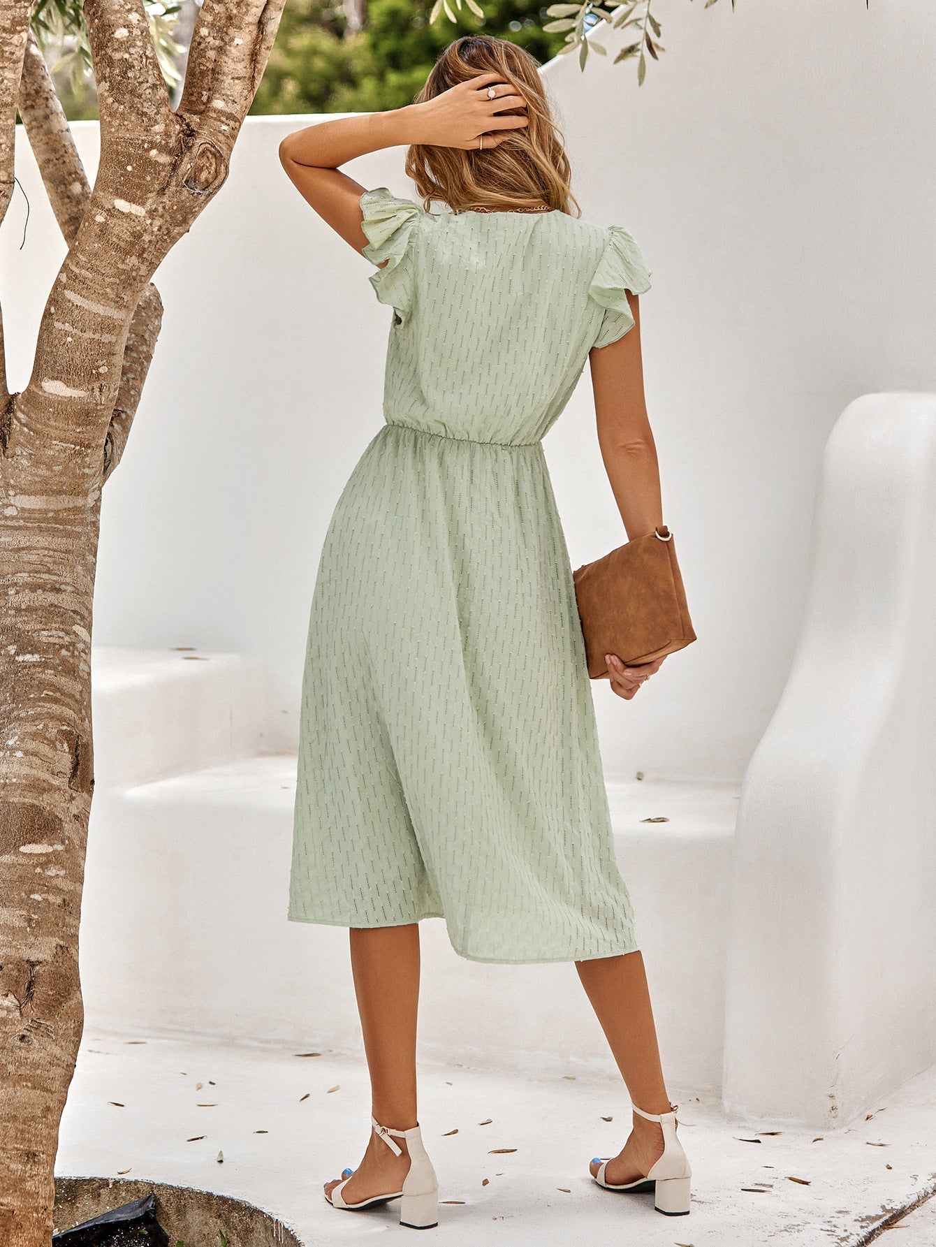 Vestido midi elegante mujer – Vestido fluido con diseño chic para ocasiones especiales