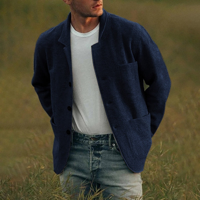 Men's Wool Cardigan – Stylish Button Closure Knit Sweater