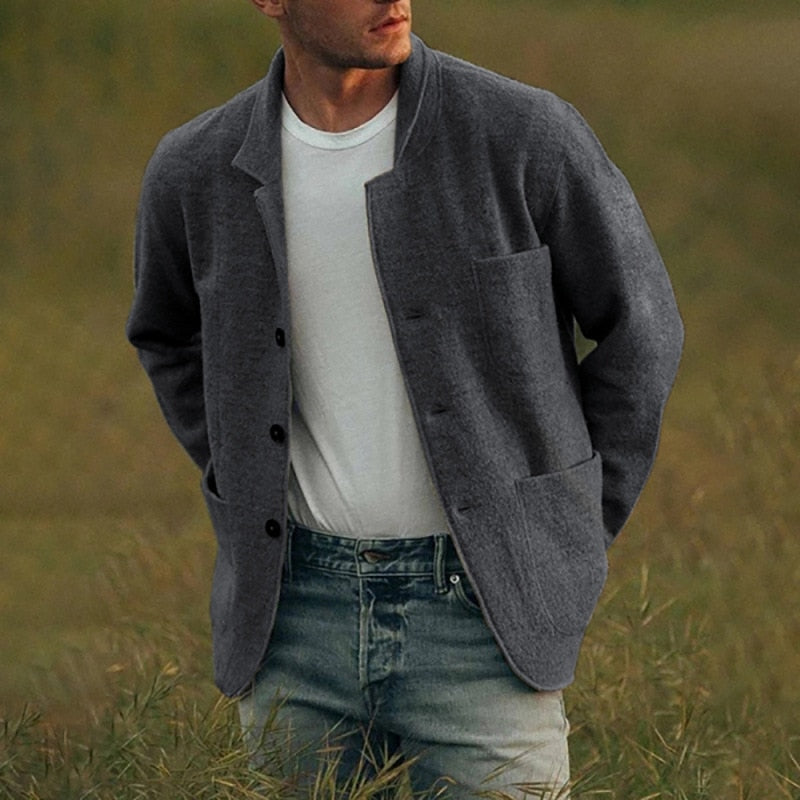 Men's Wool Cardigan – Stylish Button Closure Knit Sweater