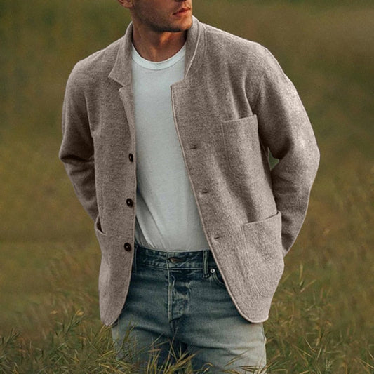 Men's Wool Cardigan – Stylish Button Closure Knit Sweater