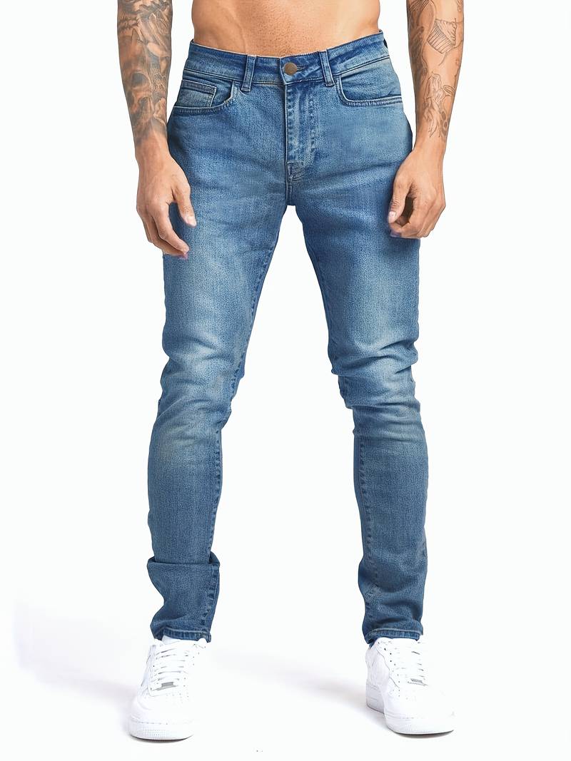 Jeans Hombre Estilizados – Ajuste Delgado y Elástico, Cintura Media Cómodos