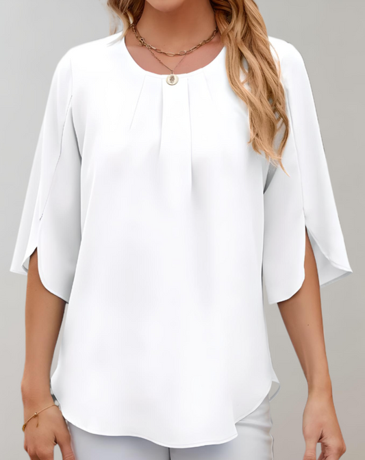 Blusa casual mujer – Top con mangas de campana y cuello redondo