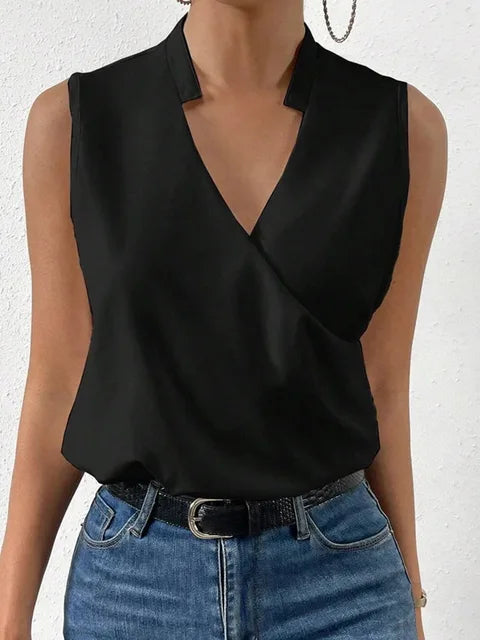 Top de Verano Dama – Blusa Suave Escote en V Casual