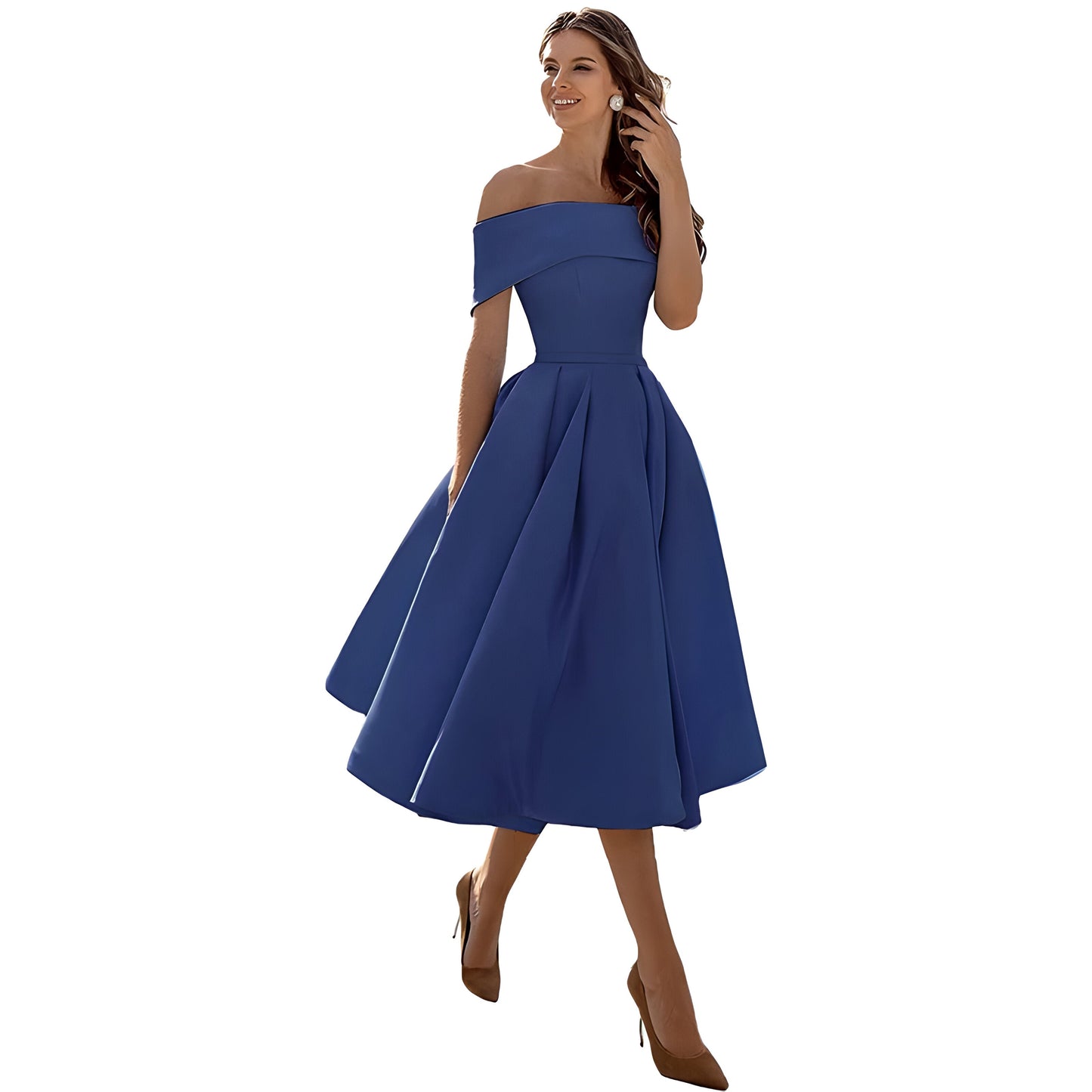 Vestido de fiesta satén mujer – Vestido sin tirantes elegante y casual