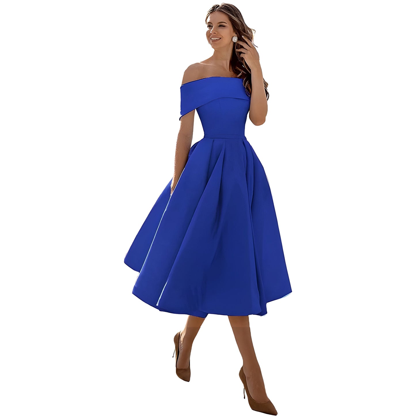 Vestido de fiesta satén mujer – Vestido sin tirantes elegante y casual