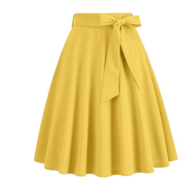 Falda Midi A-Line Dama – Cintura Alta con Lazo Lateral Elegante