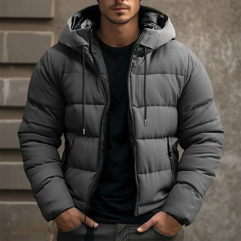 Chaqueta de Invierno Hombre – Puffer con Capucha Aislante y Cálida