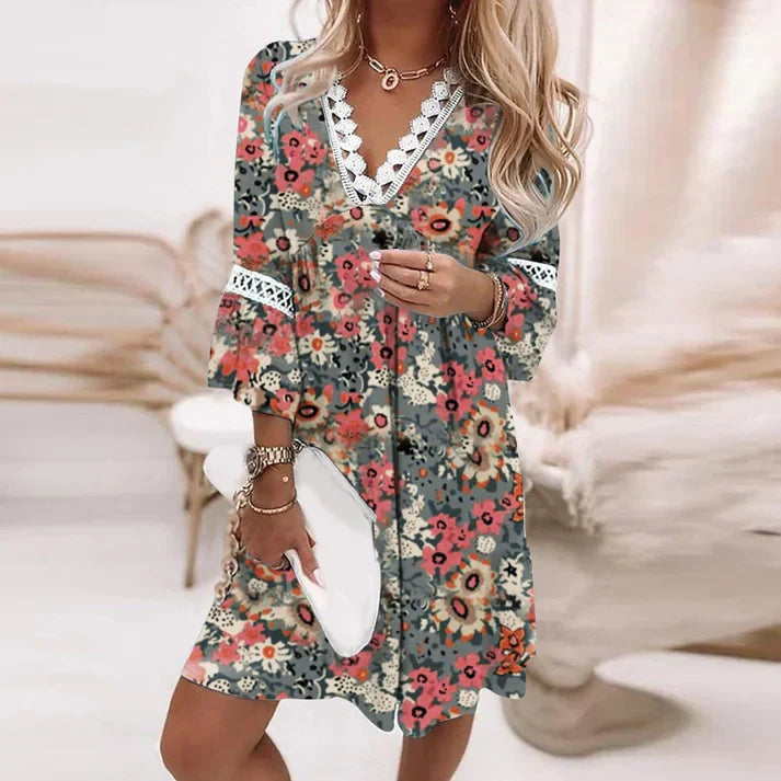 Vestido de flores mujer – Vestido elegante y fluido para ocasiones especiales