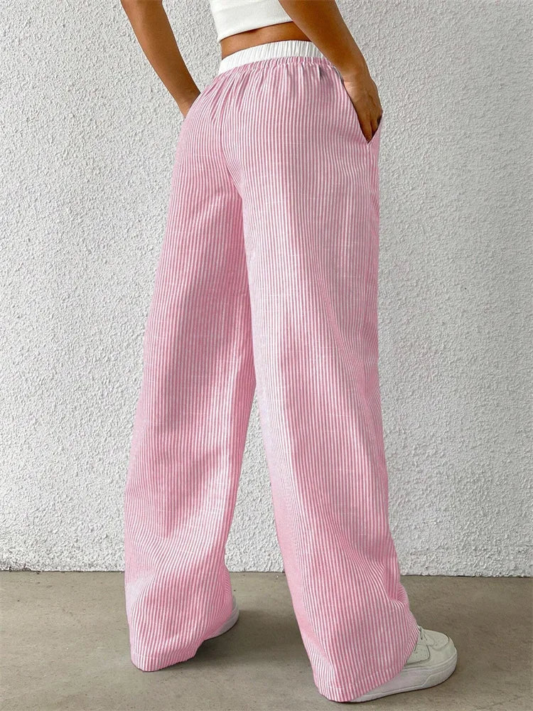 Pantalón a rayas mujer – Pantalón ancho elegante y cómodo