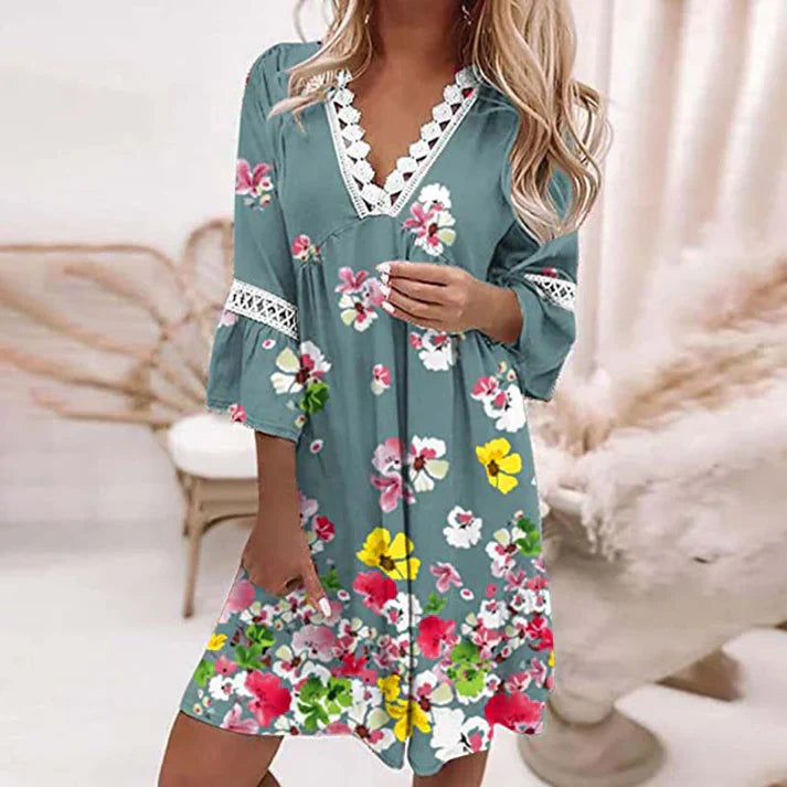 Vestido de flores mujer – Vestido elegante y fluido para ocasiones especiales