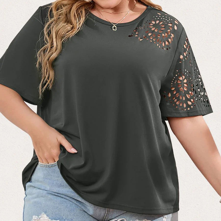 Camiseta de chiffon mujer – Top creativo con escote elegante y diseño moderno