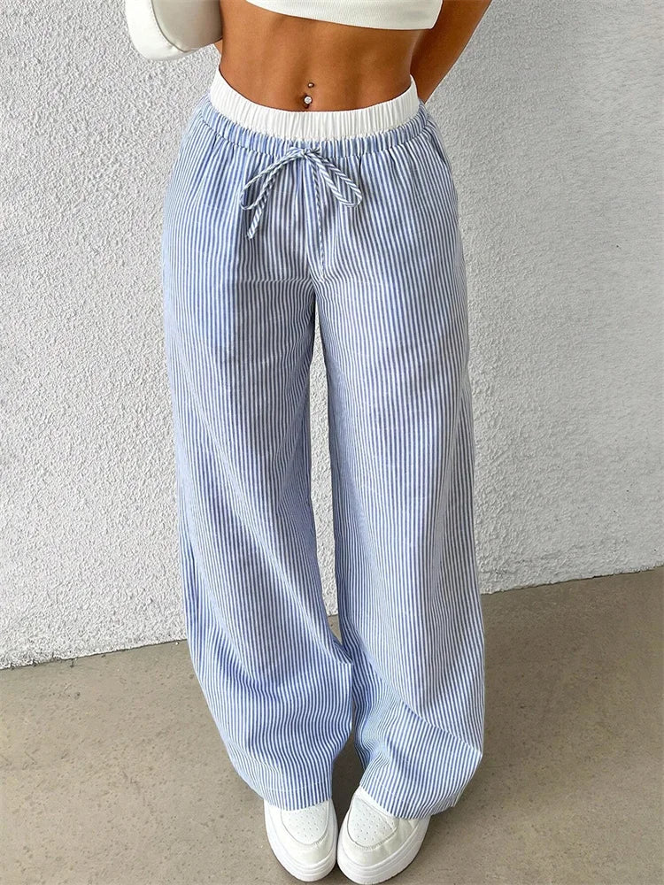 Pantalón a rayas mujer – Pantalón ancho elegante y cómodo