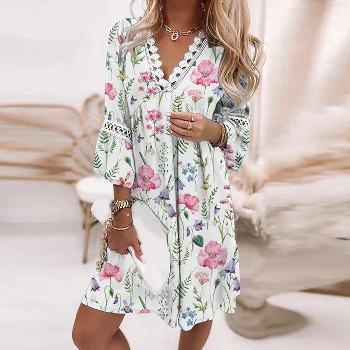 Vestido de flores mujer – Vestido elegante y fluido para ocasiones especiales