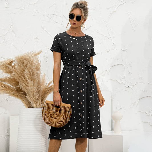 Vestido de verano midi dama – Estampado de lunares elegante y ligero