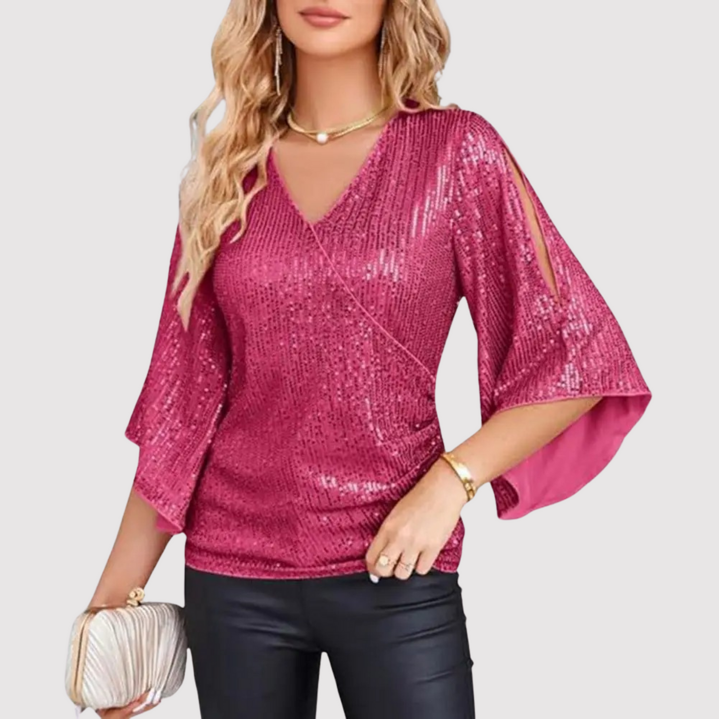 Top de lentejuelas elegante mujer – Blusa cómoda y chic para fiesta