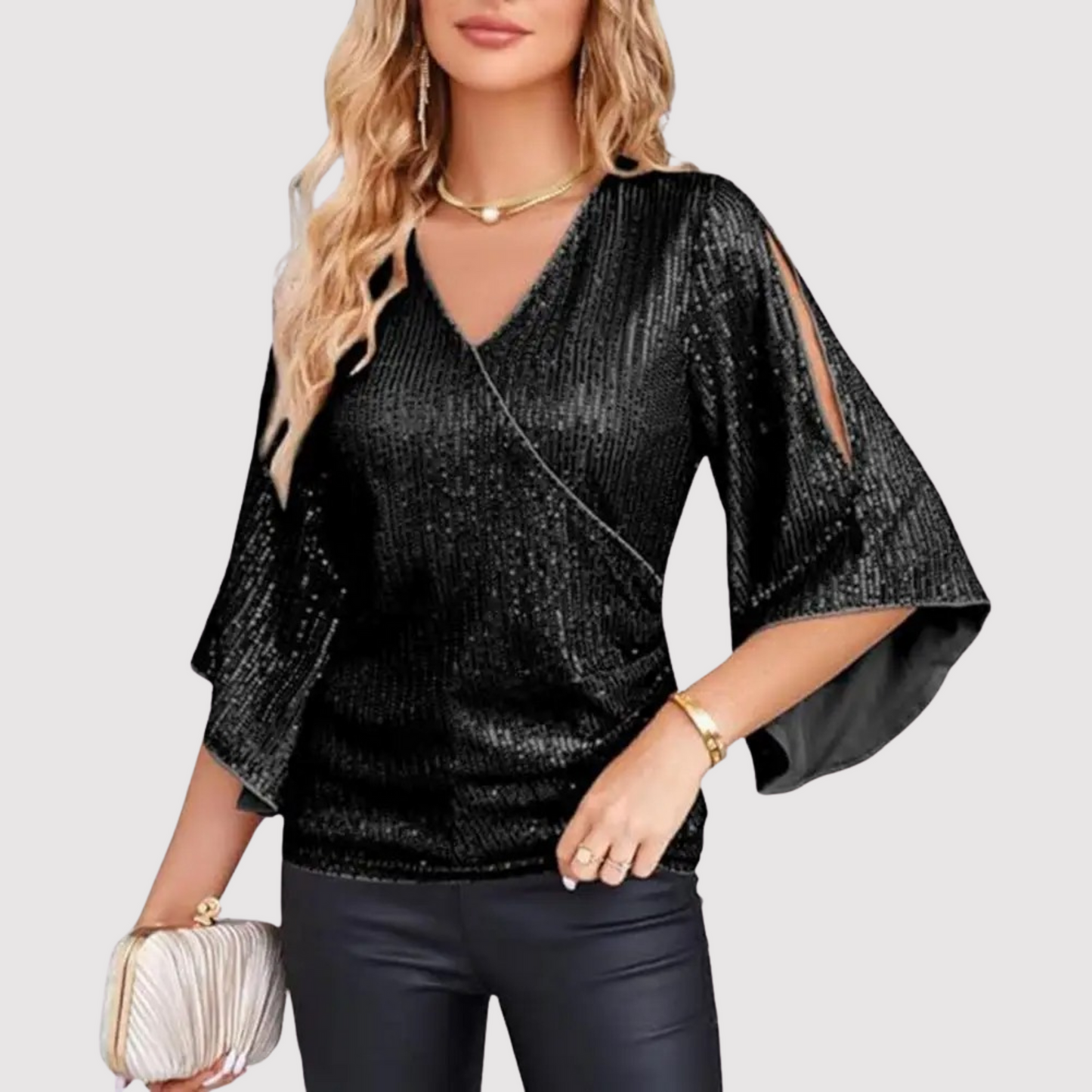 Top de lentejuelas elegante mujer – Blusa cómoda y chic para fiesta