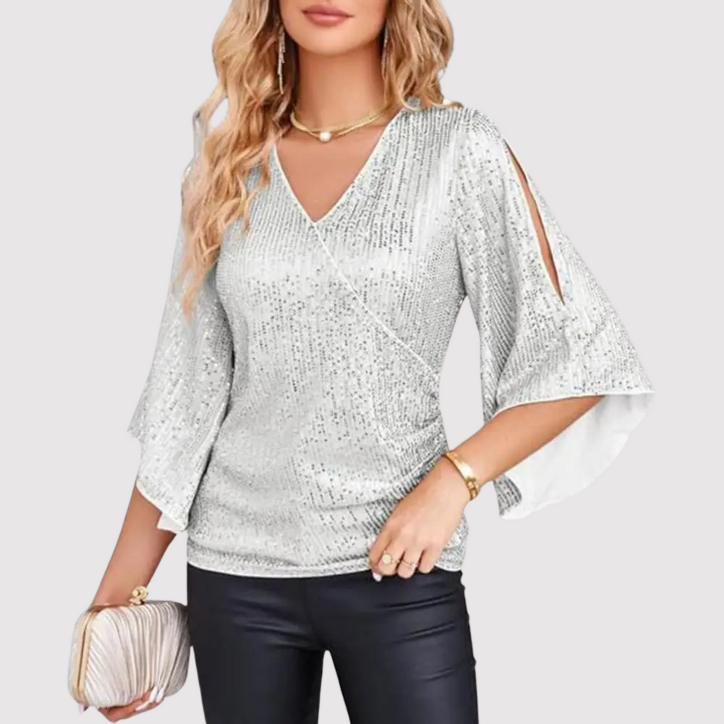 Top de lentejuelas elegante mujer – Blusa cómoda y chic para fiesta