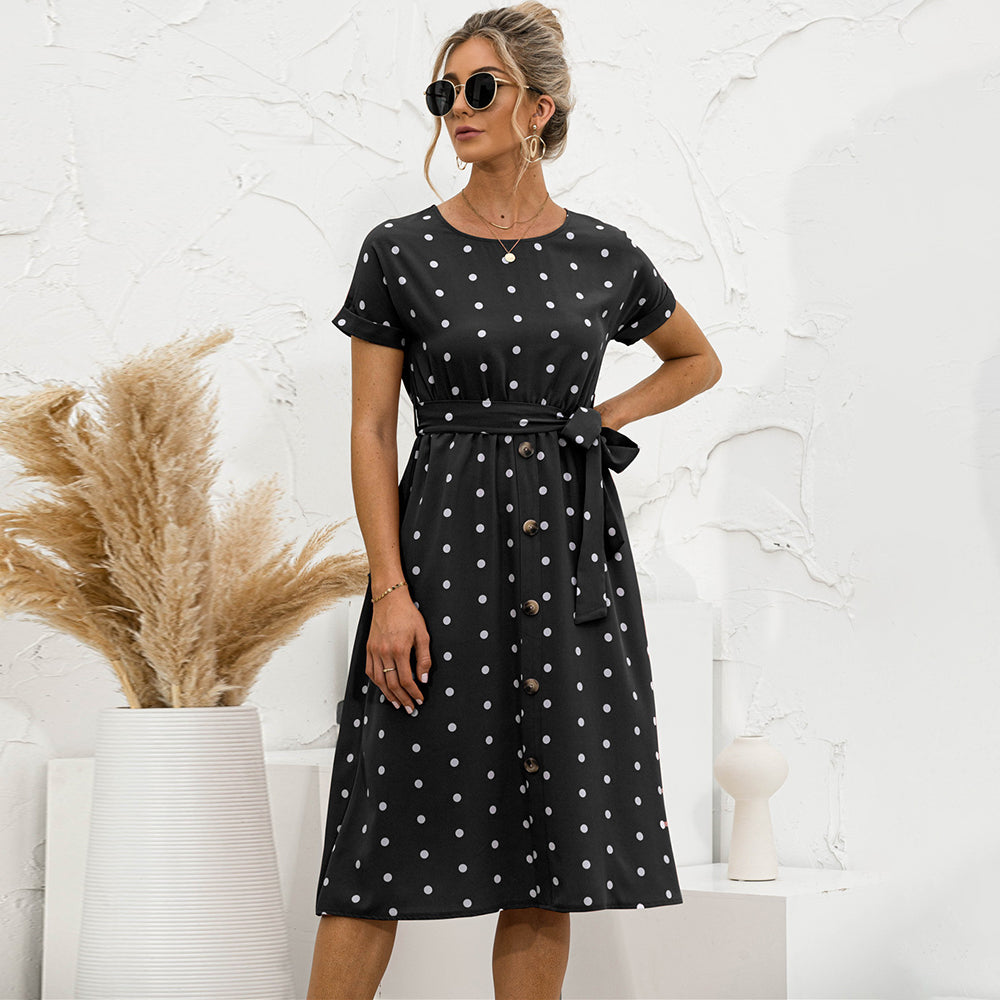 Vestido de verano midi dama – Estampado de lunares elegante y ligero