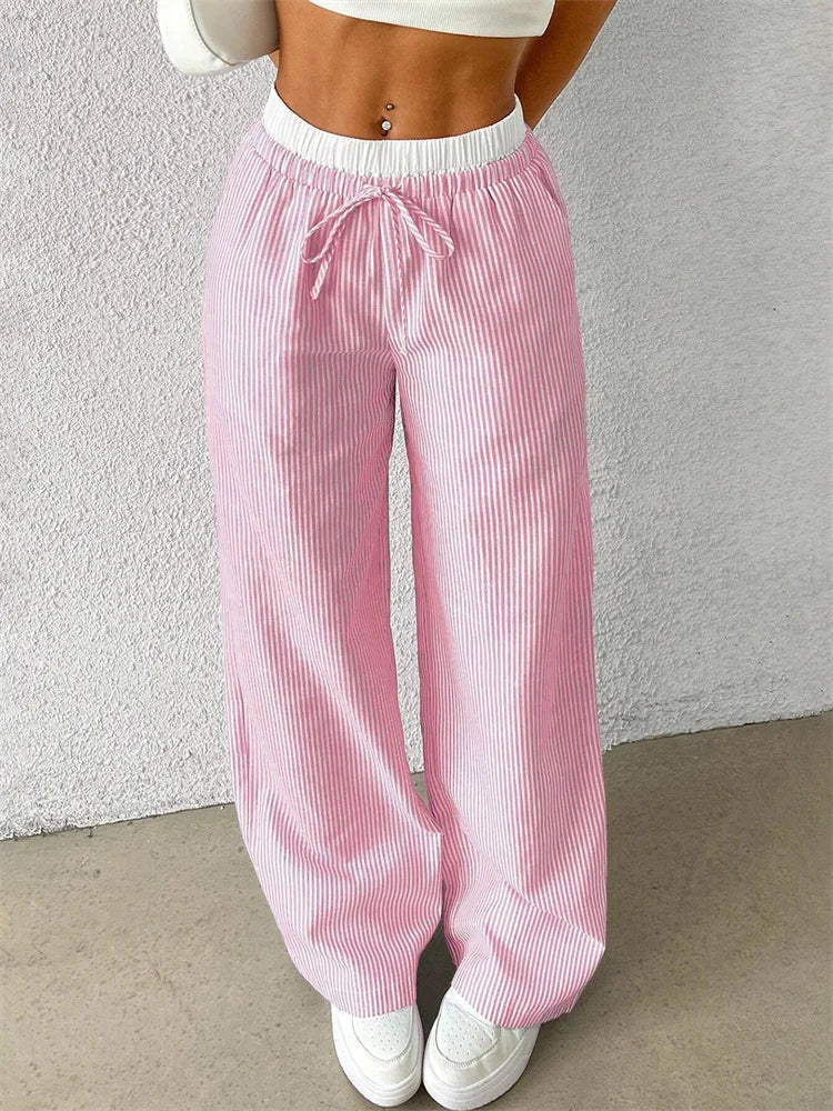 Pantalón a rayas mujer – Pantalón ancho elegante y cómodo