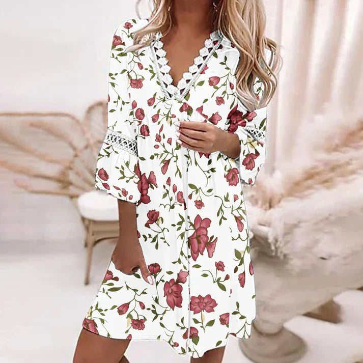 Vestido de flores mujer – Vestido elegante y fluido para ocasiones especiales