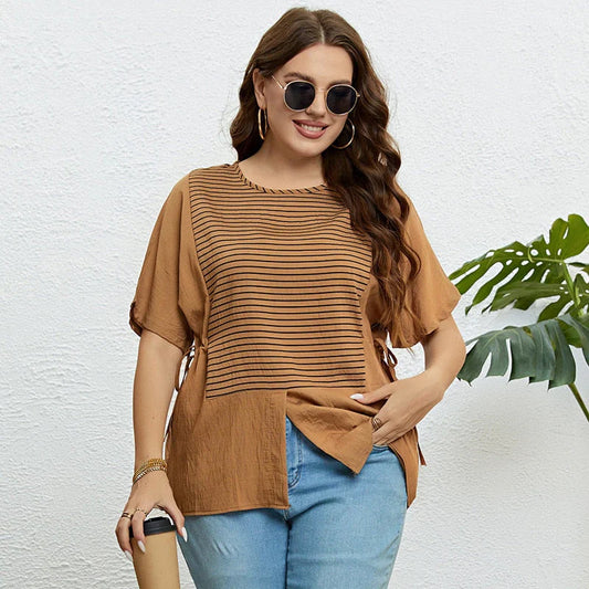 Camiseta de verano a rayas – Camiseta creativa con nudos y diseño moderno