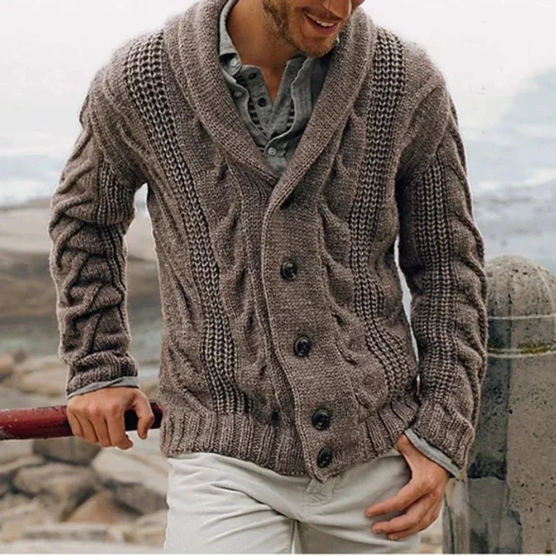 Cárdigan de Punto Cálido Hombre – Suéter Invierno con Botones Elegante