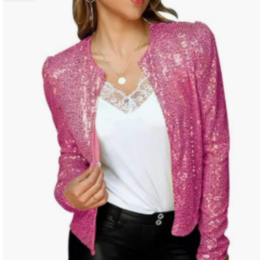 Chaqueta corta fiesta mujer – Chaqueta elegante con cremallera para ocasiones especiales