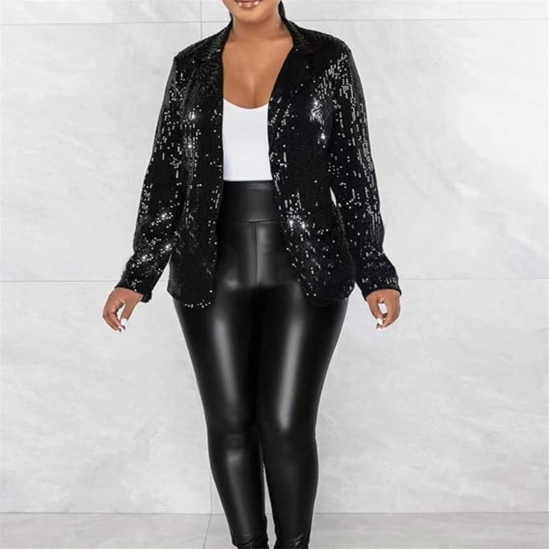 Blazer de fiesta mujer – Chaqueta brillante con lentejuelas elegantes