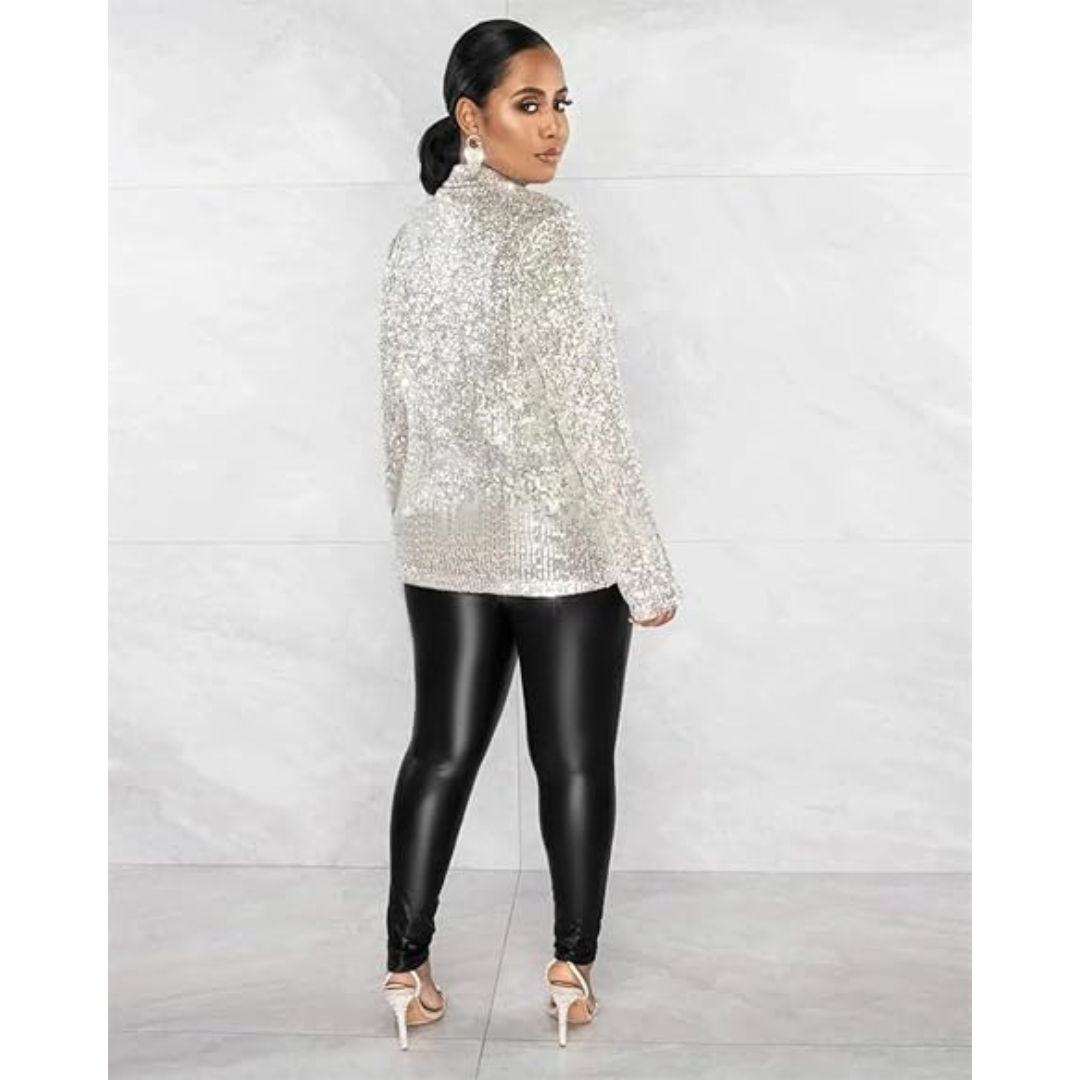 Blazer de fiesta mujer – Chaqueta brillante con lentejuelas elegantes