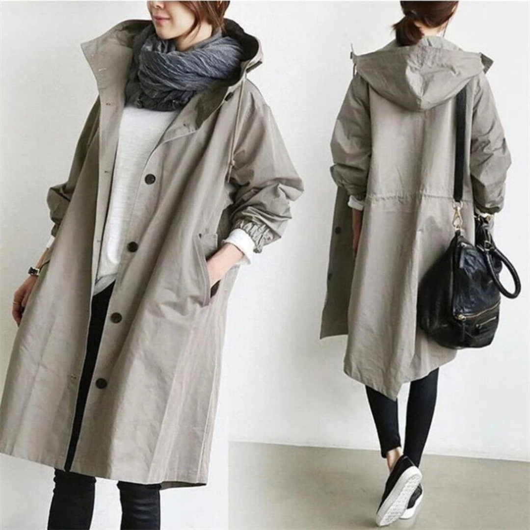 Abrigo impermeable largo dama – Trench elegante para invierno