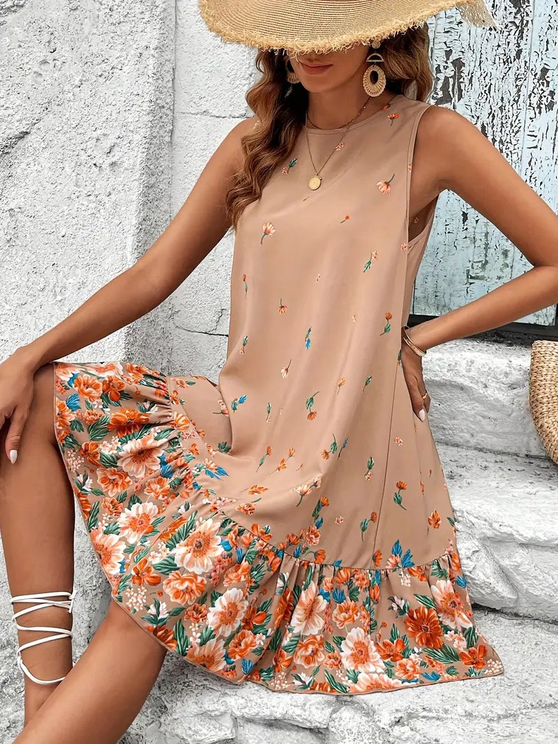 Vestido floral sin mangas mujer – Vestido elegante y fresco para verano