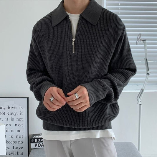 Men's Half Zip Sweater – Stylish Lightweight Knit Pullover for Casual Wear