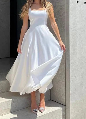 Vestido maxi mujer – Vestido sin mangas moderno con cintura alta y elegante