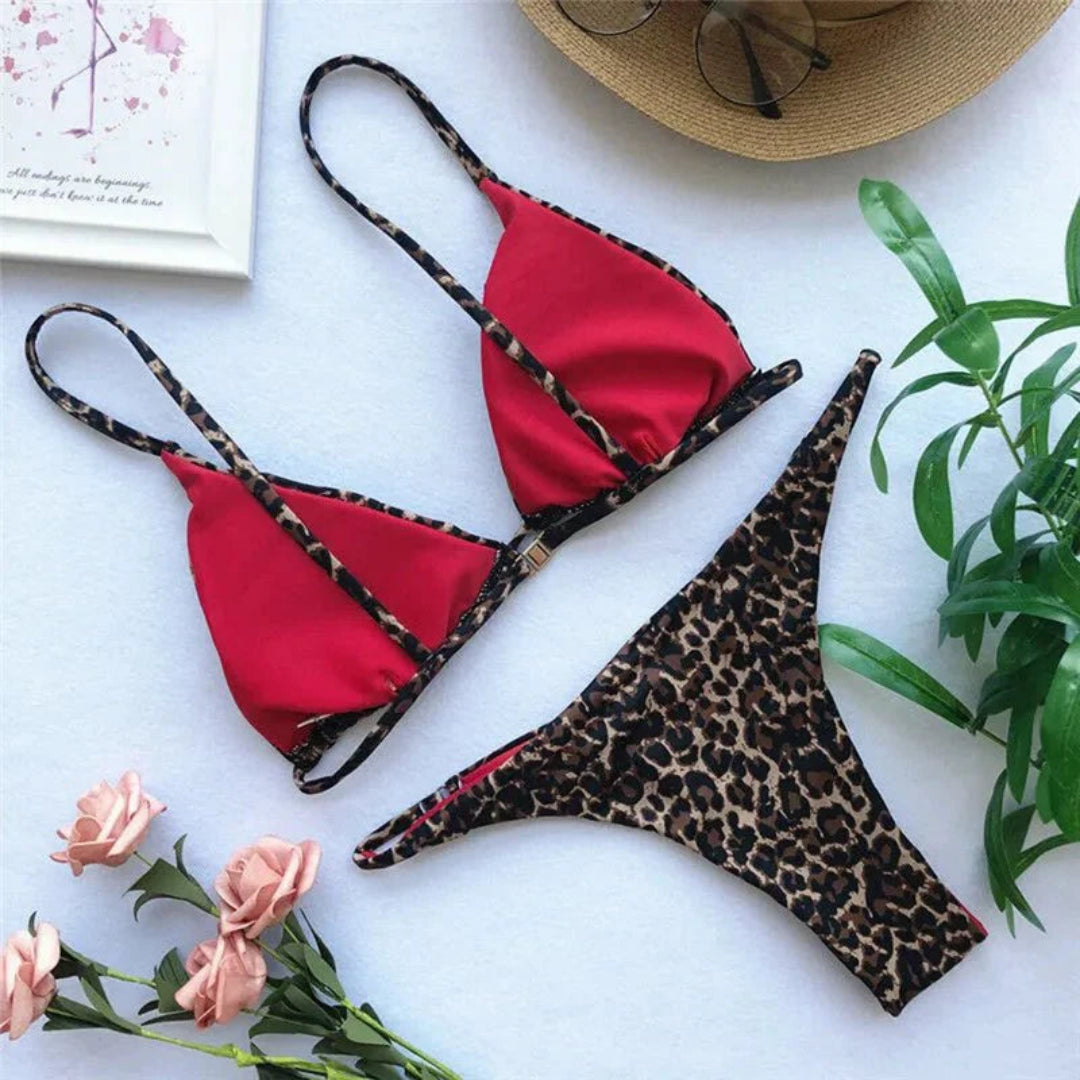 Bikini Leopardo Cortado Alto Dama – Traje de Baño Estiloso y Chic