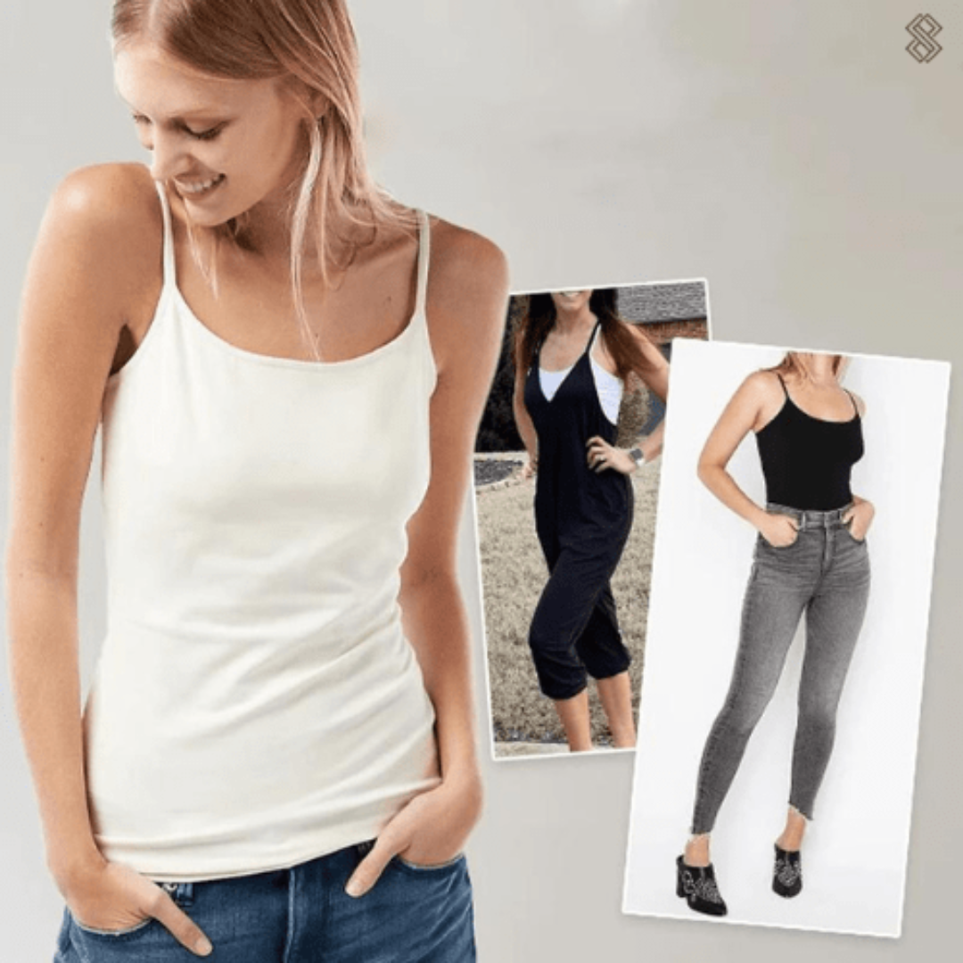 Top de tirantes spaghetti mujer – Blusa transpirable con sujetador incorporado