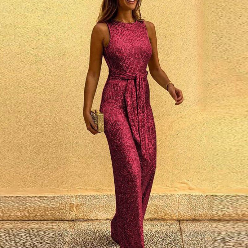 Jumpsuit Damas Sin Mangas – Mono Elegante Pierna Ancha para Ocasiones